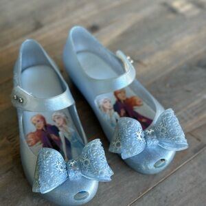 Mini Melissa Disney Frozen Blue Glitter Mary Jane Shoes Size 11